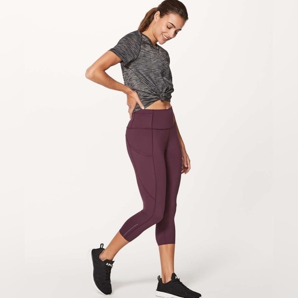 Lululemon | Women's Fast & Free Crop II *Nulux 19" Leggings Size 4 Dark Adobe - Picture 1 of 8